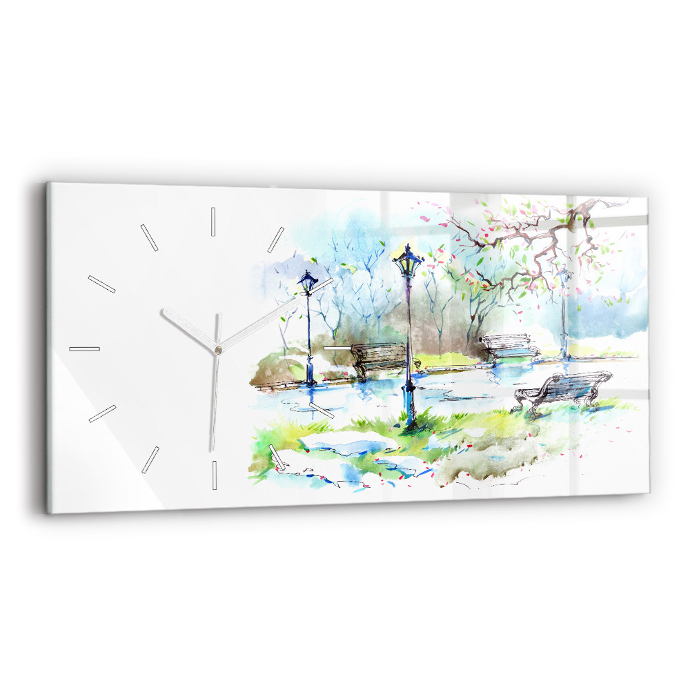 Vízszintes üvegóra 60x30 Festői tavasz