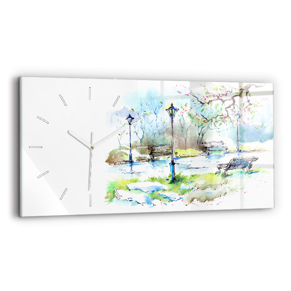 Vízszintes üvegóra 60x30 Festői tavasz