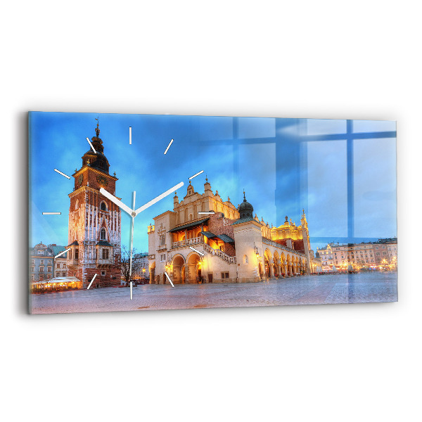 Négyszögletes üvegóra vízszintesen 60x30 Krakkó fő piactere