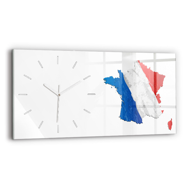 Négyszögletes üvegóra vízszintesen 60x30 francia zászló