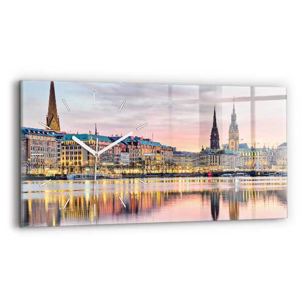 Négyszögletes üvegóra vízszintesen 60x30 Alster Hamburgban