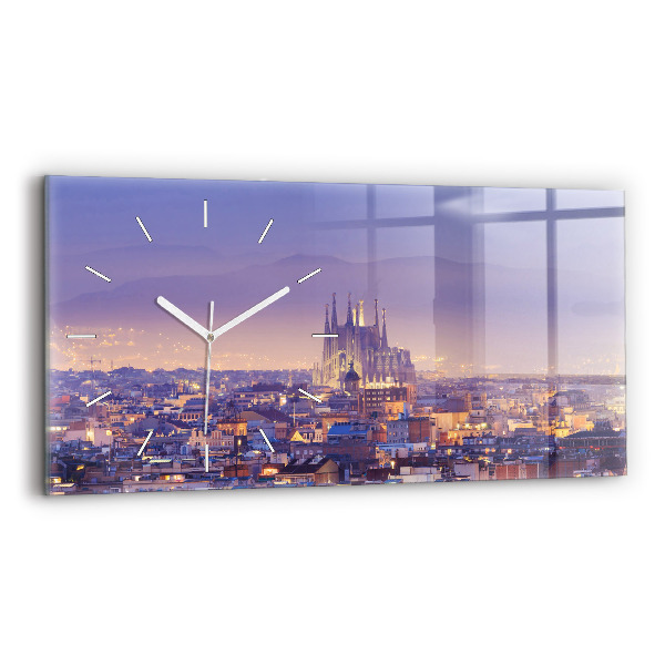 Vízszintes üvegóra 60x30 Kilátás Barcelona