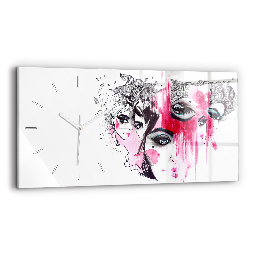 Vízszintes üvegóra 60x30 Sok arc absztrakció