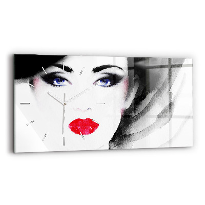 Négyszögletes üvegóra vízszintesen 60x30 Egy nő portréja