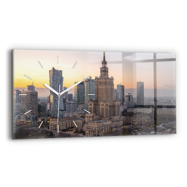 Négyszögletes üvegóra vízszintesen 60x30 Varsói panoráma