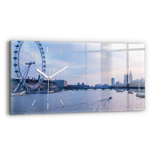 Négyszögletes üvegóra vízszintesen 60x30 London Eye panoráma a városra