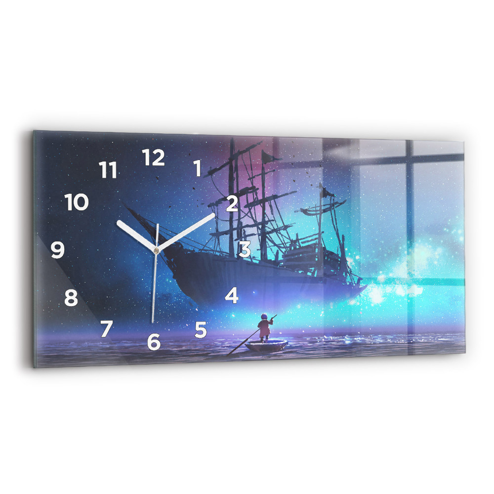 Vízszintes üvegóra 60x30 Fantázia vitorlás hajó