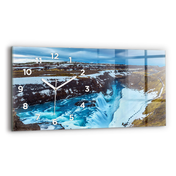 Négyszögletes üvegóra vízszintesen 60x30 Gullfoss vízesés Izlandon