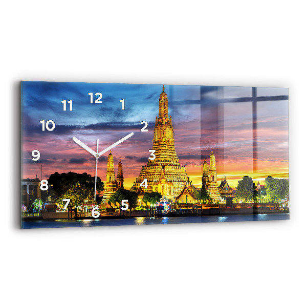 Négyszögletes üvegóra vízszintesen 60x30 Templom Bangkokban