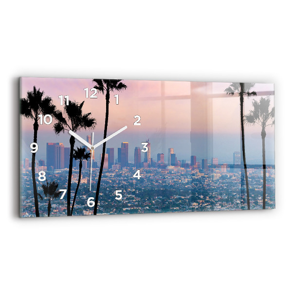Négyszögletes üvegóra vízszintesen 60x30 Los Angeles naplemente