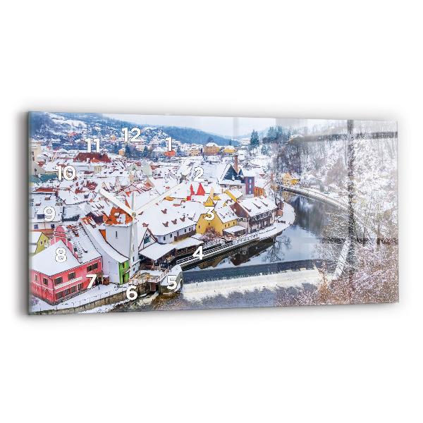 Vízszintes üvegóra 60x30 Panoráma egy város télen