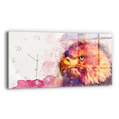Négyszögletes üvegóra vízszintesen 60x30 Akvarell háttér egy sas