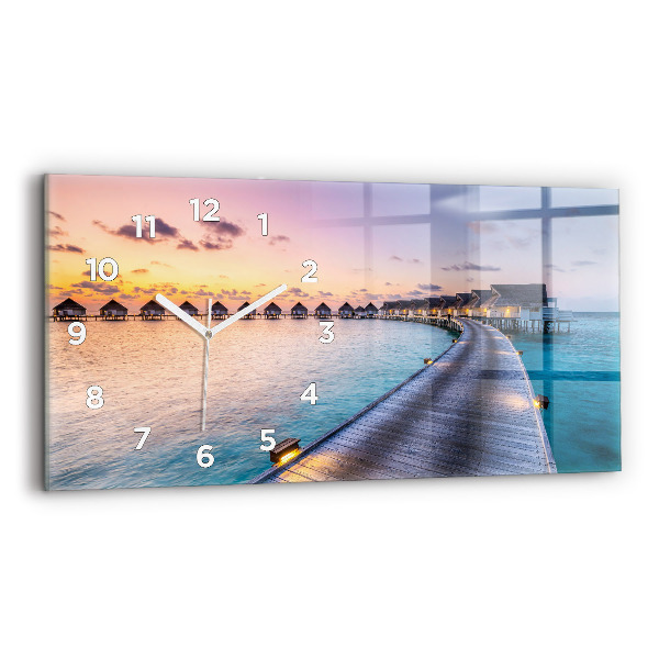 Vízszintes üvegóra 60x30 Maldív-szigeteki naplemente