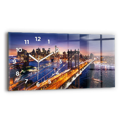 Négyszögletes üvegóra vízszintesen 60x30 New York és a naplemente