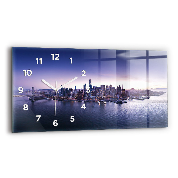 Négyszögletes üvegóra vízszintesen 60x30 San Francisco látképe
