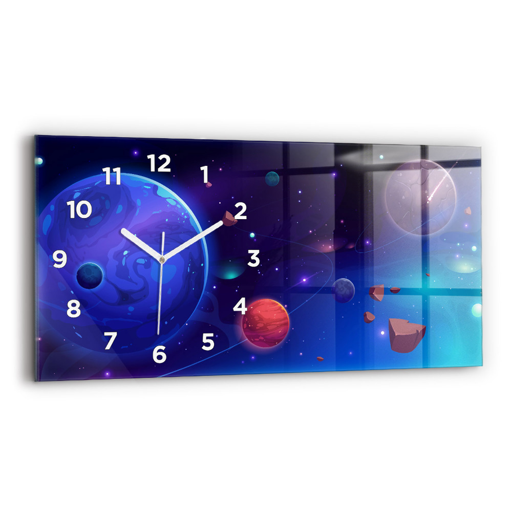 Négyszögletes üvegóra vízszintesen 60x30 Bolygók galaxis