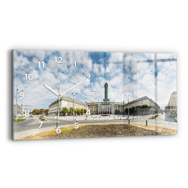 Négyszögletes üvegóra vízszintesen 60x30 Ostrava panorámája