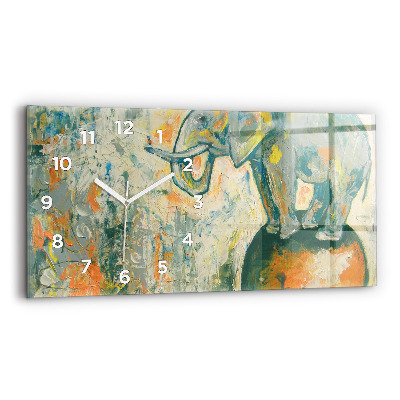 Vízszintes üvegóra 60x30 Festett elefánt testtartás