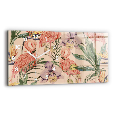 Négyszögletes üvegóra vízszintesen 60x30 Trópusi pálmalevelek