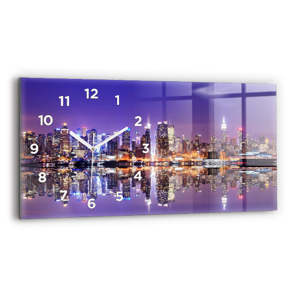 Vízszintes üvegóra 60x30 New York éjszaka
