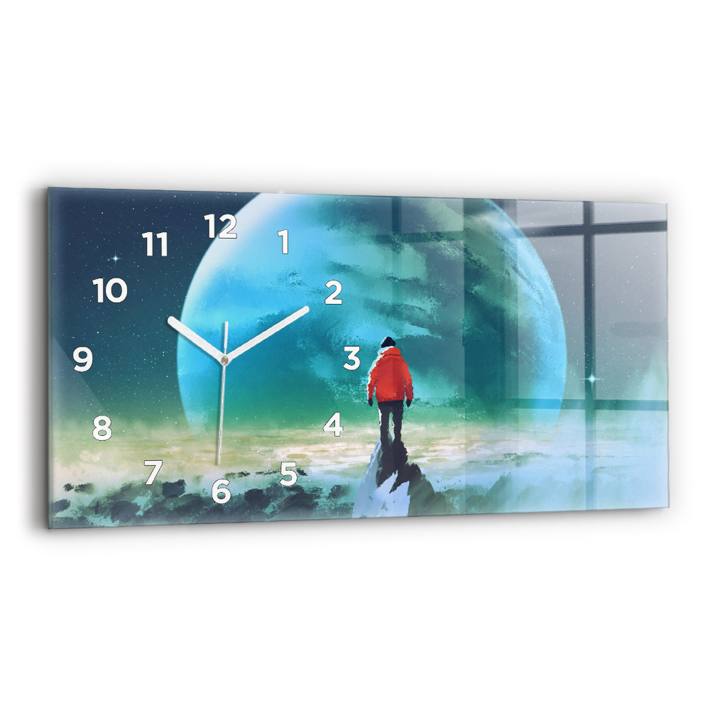 Négyszögletes üvegóra vízszintesen 60x30 Ember a Holdon