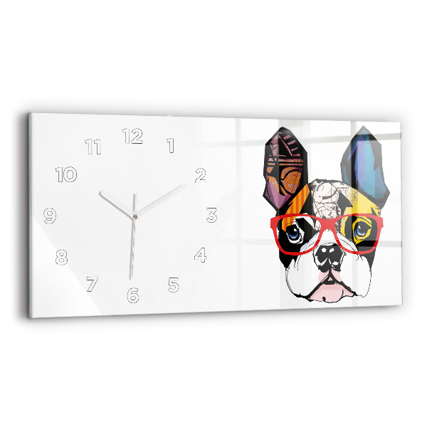 Vízszintes üvegóra 60x30 Francia bulldog szemüveggel