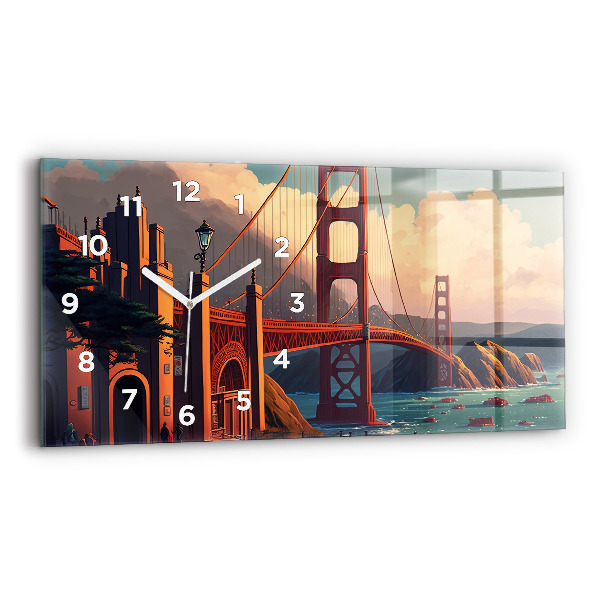 Négyszögletes üvegóra vízszintesen 60x30 San Francisco híd