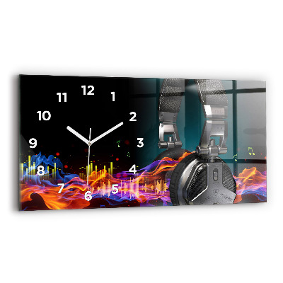 Négyszögletes üvegóra vízszintesen 60x30 Fejhallgató és hanghullámok