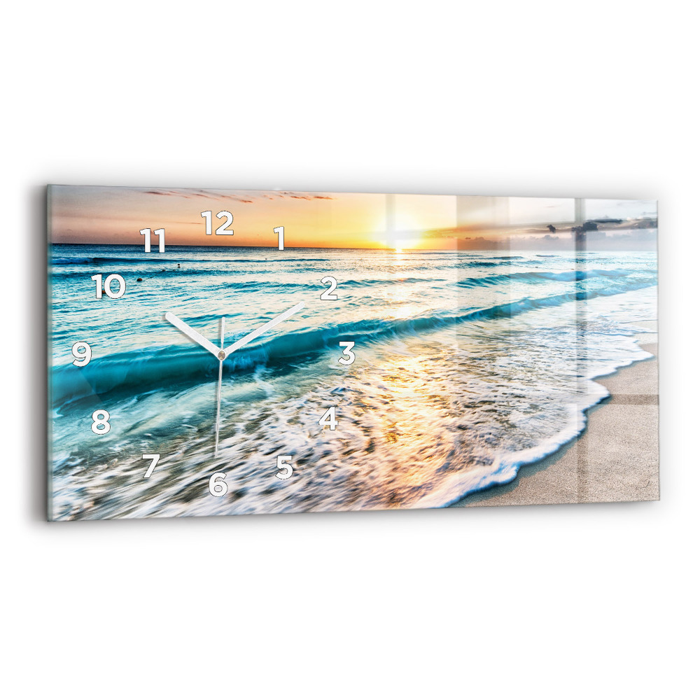 Négyszögletes üvegóra vízszintesen 60x30 Strand, tenger és homok