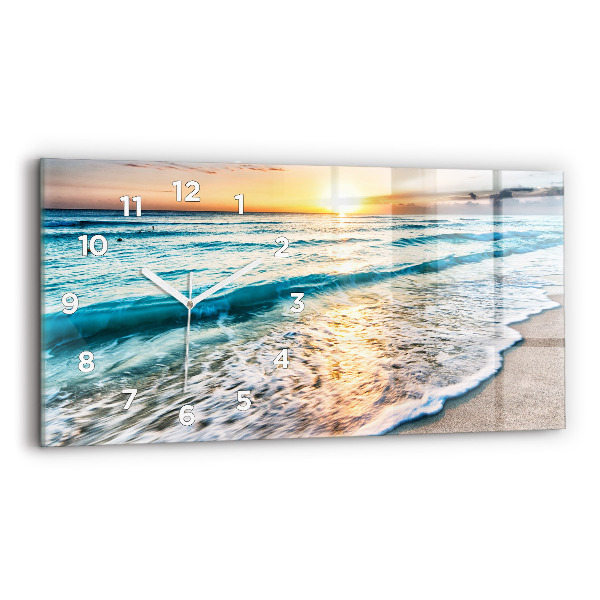 Négyszögletes üvegóra vízszintesen 60x30 Strand, tenger és homok