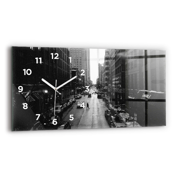 Vízszintes üvegóra 60x30 Chicago város utcái
