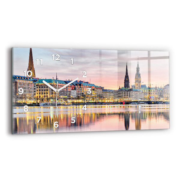 Négyszögletes üvegóra vízszintesen 60x30 Alster Hamburgban