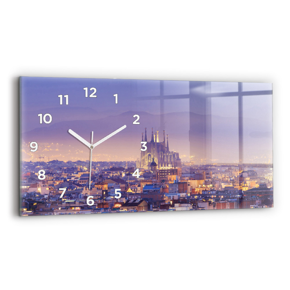 Vízszintes üvegóra 60x30 Barcelona látképe