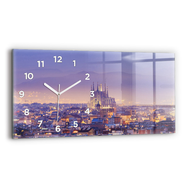 Vízszintes üvegóra 60x30 Barcelona látképe