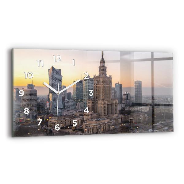 Négyszögletes üvegóra vízszintesen 60x30 Varsói panoráma