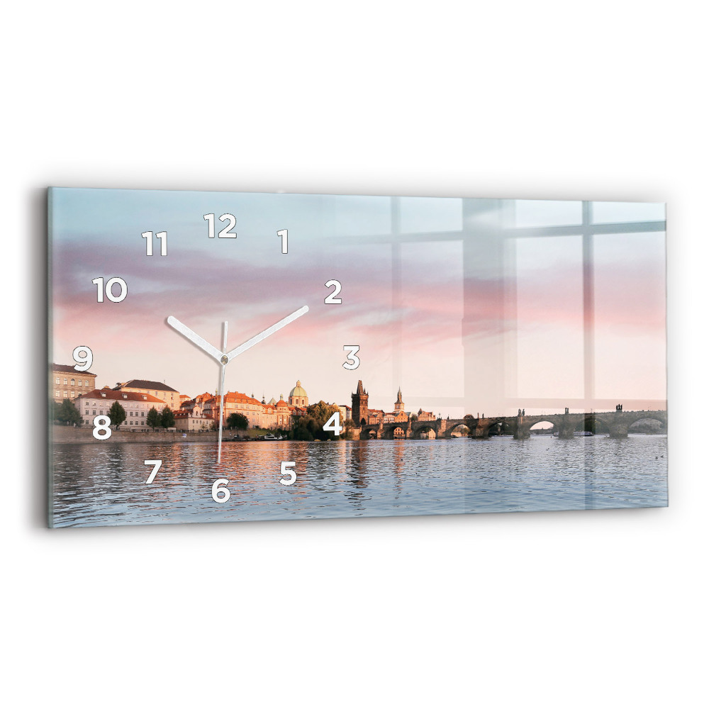 Négyszögletes üvegóra vízszintesen 60x30 Károly-híd Prágában