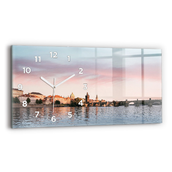 Négyszögletes üvegóra vízszintesen 60x30 Károly-híd Prágában