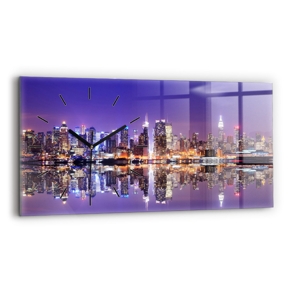 Vízszintes üvegóra 60x30 New York éjszaka