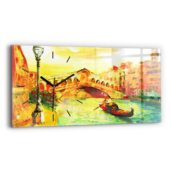 Vízszintes üvegóra 60x30 Velence Rialto-híd