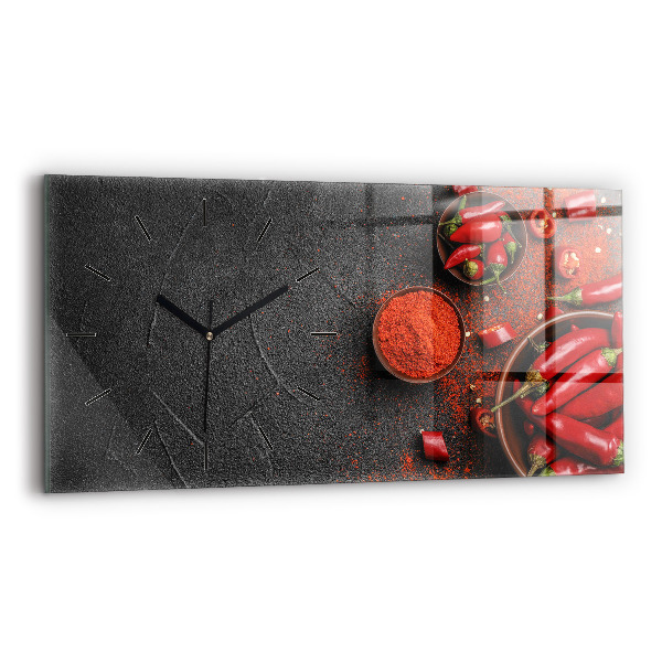 Négyszögletes üvegóra vízszintesen 60x30 Piros paprika