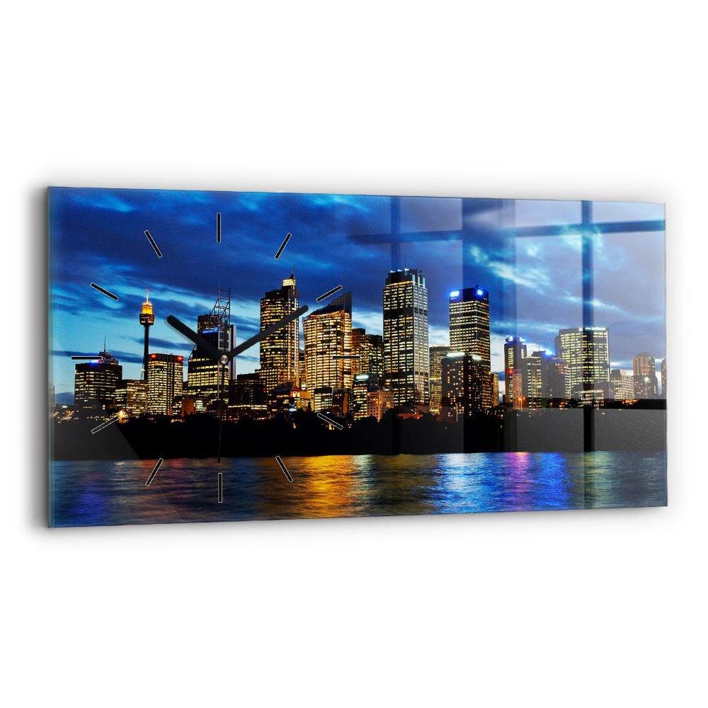 Vízszintes üvegóra 60x30 Sydney este
