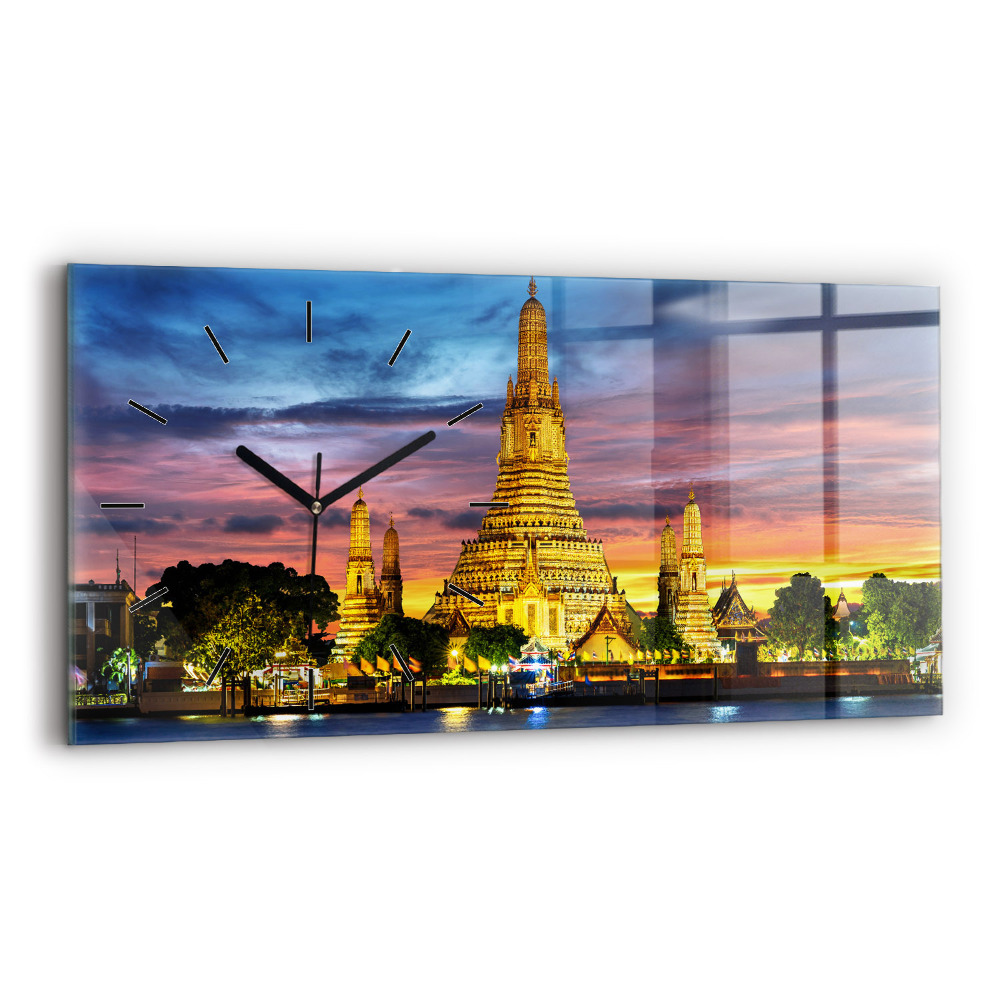 Négyszögletes üvegóra vízszintesen 60x30 Templom Bangkokban