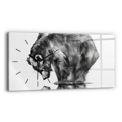 Négyszögletes üvegóra vízszintesen 60x30 Rajz medve