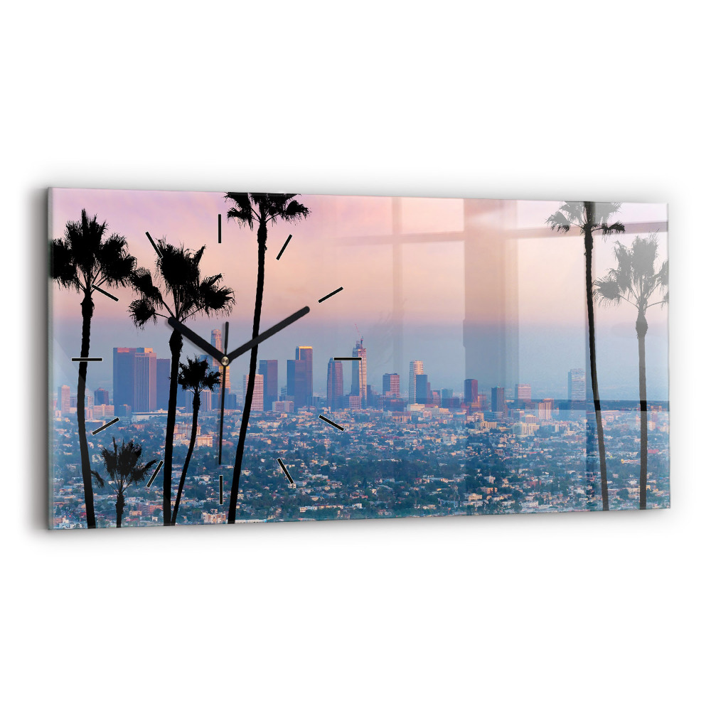 Négyszögletes üvegóra vízszintesen 60x30 Los Angeles naplemente