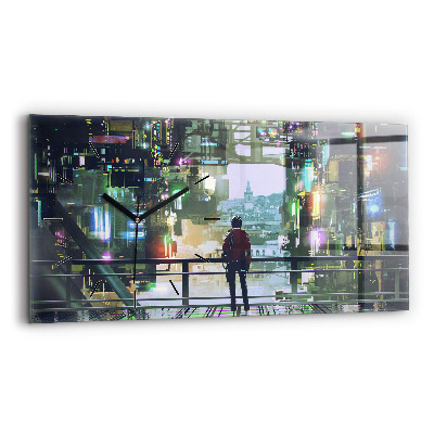 Négyszögletes üvegóra vízszintesen 60x30 Cyber Punk