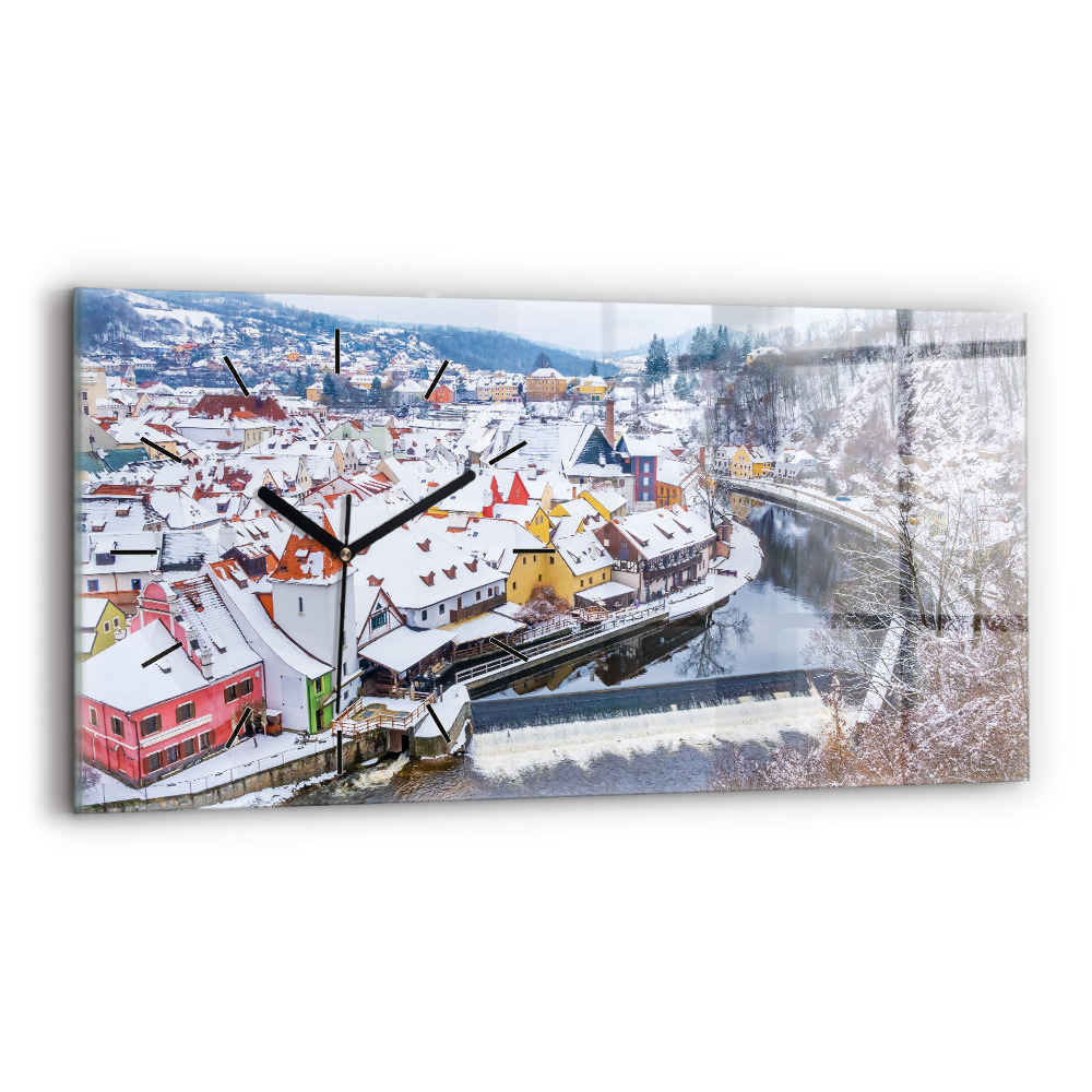 Vízszintes üvegóra 60x30 Panoráma egy város télen