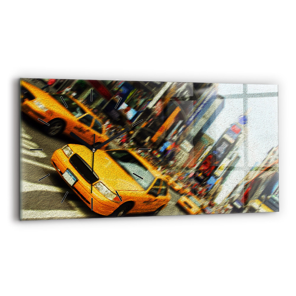 Négyszögletes üvegóra vízszintesen 60x30 New York-i taxik