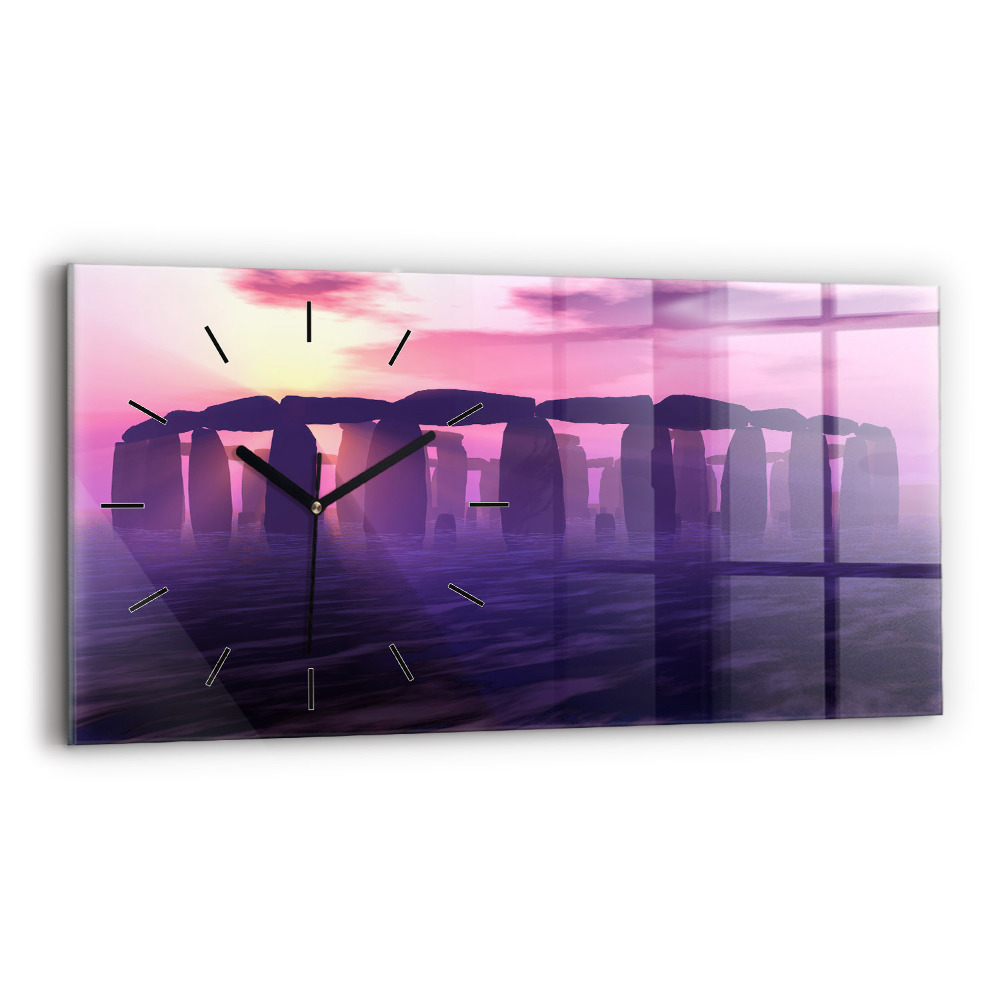 Négyszögletes üvegóra vízszintesen 60x30 Naplemente a Stonehenge-nél
