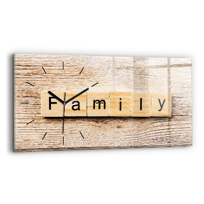 Négyszögletes üvegóra vízszintesen 60x30 Családi felirat