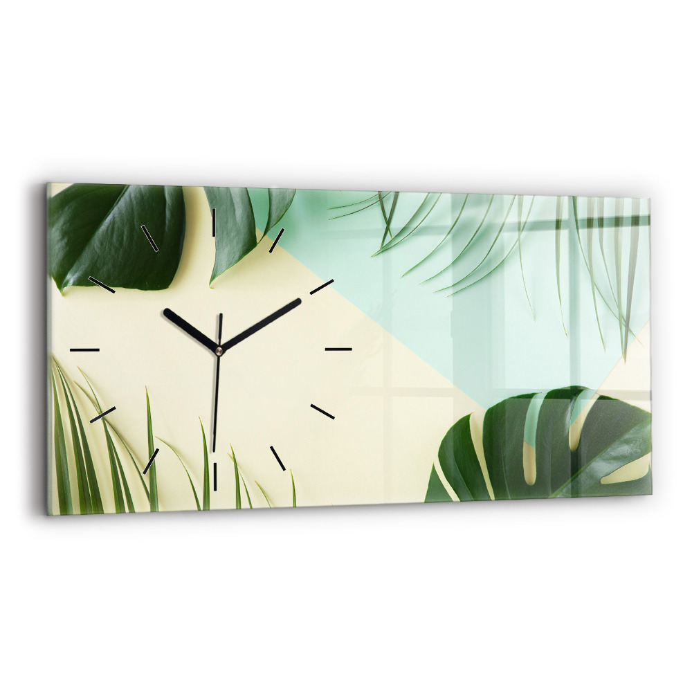 Vízszintes üvegóra 60x30 Monstera levelek